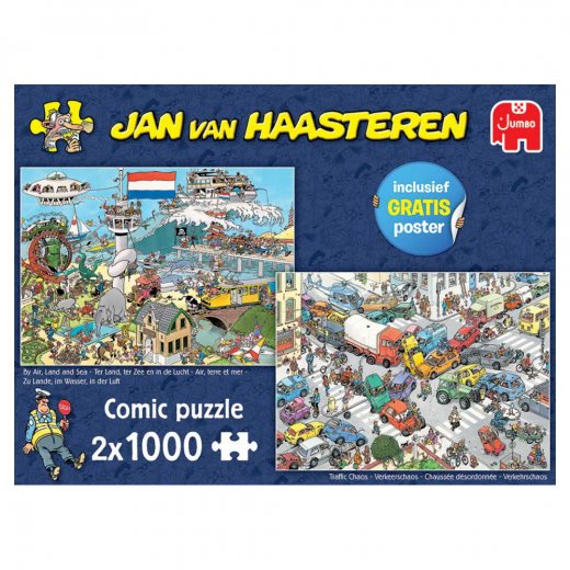 Jan Van Haasteren Traffic Chaos & By Air, Land and Sea 2x1000 Palaa ryhmässä PALAPELIT / 1000 palaa @ Spelexperten (22-20073)