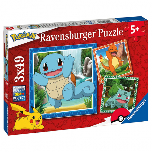 Ravensburger: Charmander, Bulbasaur & Squirtle 3x49 Palaa ryhmässä PALAPELIT / Lasten palapelit @ Spelexperten (10105586)