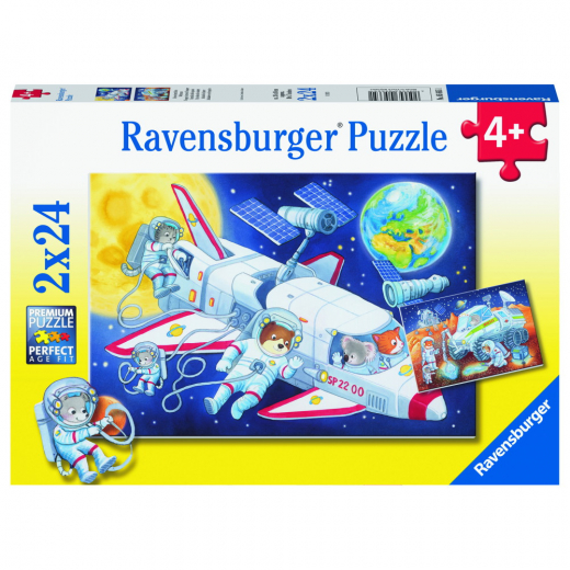 Ravensburger: Journey through space 2x24 Palaa ryhmässä PALAPELIT / Lasten palapelit @ Spelexperten (10105665)