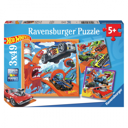 Ravensburger: Hot Wheels 3x49 Palaa ryhmässä PALAPELIT / Lasten palapelit @ Spelexperten (10105722)