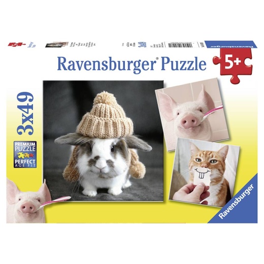 Ravensburger: Funny Animal Portraits 3x49 Palaa ryhmässä  @ Spelexperten (10108028)