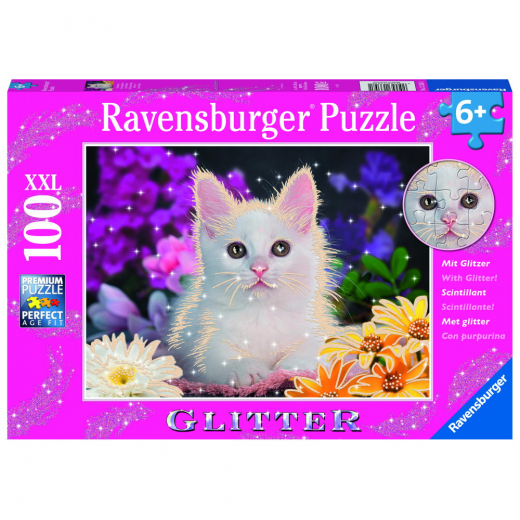 Ravensburger: White Kitten Glitter XXL 100 Palaa ryhmässä PALAPELIT / < 750 palaa @ Spelexperten (10113358)