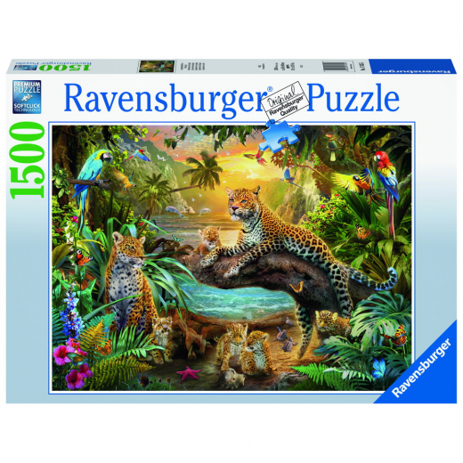 Ravensburger: Leopard Family In The Jungle - 1500 Palaa ryhmässä PALAPELIT / 1500 palaa @ Spelexperten (10217435)