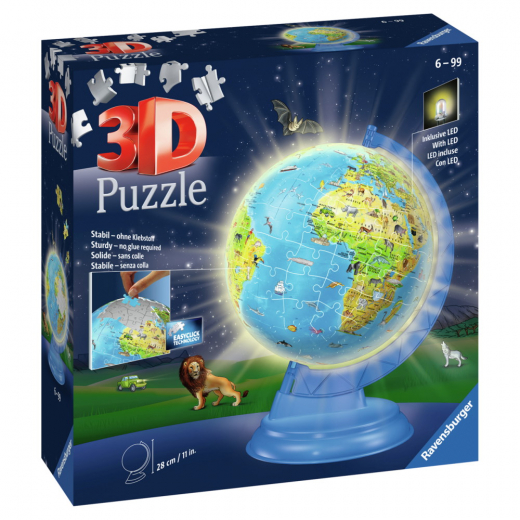 Ravensburger 3D - Childrens globe with nightlight 188 Palaa ryhmässä PALAPELIT / 3D palapelit @ Spelexperten (10311288)