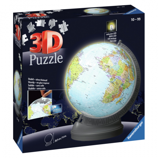 Ravensburger 3D - Globe with nightlight 548 Palaa ryhmässä PALAPELIT / 3D palapelit @ Spelexperten (10311549)