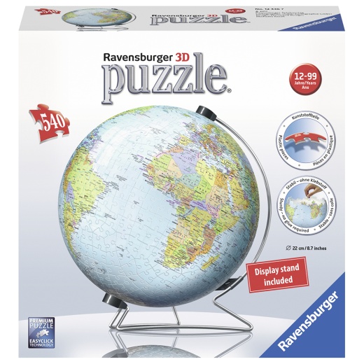 Ravensburger 3D - World Globe 540 Palaa ryhmässä PALAPELIT / 3D palapelit @ Spelexperten (10312436)