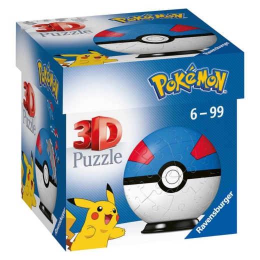 Ravensburger 3D Pokémon Pokeball Blå 55 Paala ryhmässä PALAPELIT / 3D palapelit @ Spelexperten (10382722B)