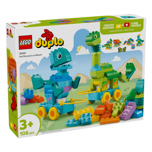 LEGO Duplo - Dinosauruksia pyörien päällä – 3in1-setti ryhmässä LELUT / LEGO / LEGO Duplo @ Spelexperten (10451)