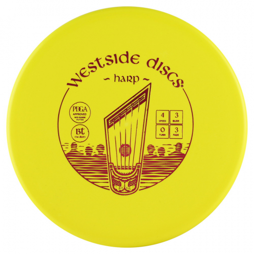 Westside Discs Harp BT Medium Yellow ryhmässä ULKOPELIT / Disc Golf & frisbee / Putt & approach @ Spelexperten (105466)