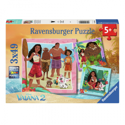 Ravensburger: Disney Vaiana 2 3x49 Palaa ryhmässä PALAPELIT / Lasten palapelit @ Spelexperten (12004102)