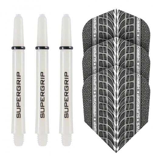 Harrows Twin Pack Flights & Shafts White/Black ryhmässä PÖYTÄPELIT / Darts / Tikka tarvikkeet @ Spelexperten (127-1020)