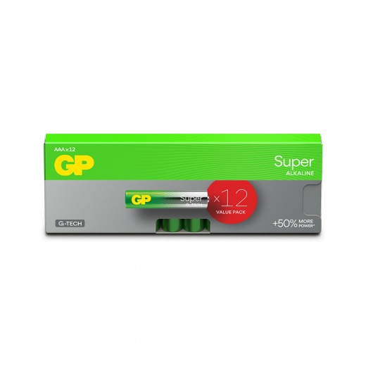 GP Super Alkaline AAA-battery, 24A/LR03, 12-pc ryhmässä LELUT / Akut & laturit @ Spelexperten (151433)