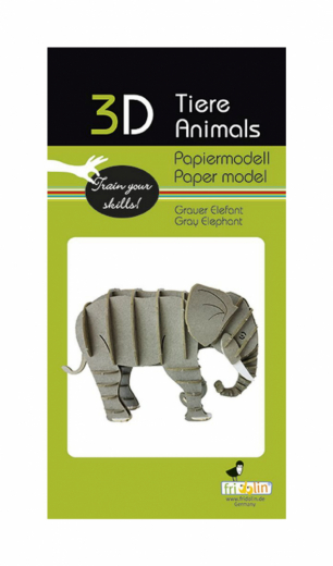 3D paper puzzle, Elephant, grey ryhmässä PALAPELIT / Mallirakennus @ Spelexperten (158126)