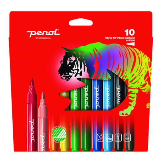 Penol Medium Fiber Pens 10-pack ryhmässä LELUT / Luo & maalaa @ Spelexperten (16000006)