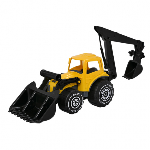 Plasto Traktori etukauhalla ja kaivurilla - Keltainen/Musta ryhmässä LELUT / Leluajoneuvot / Plasto @ Spelexperten (1673000YEB)