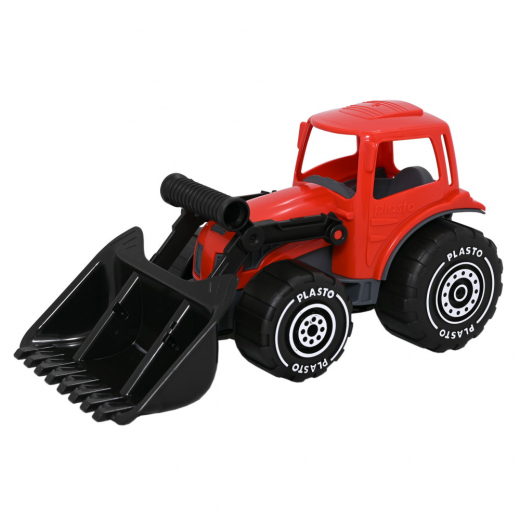 Plasto Traktori etukauhalla - Punainen/Musta ryhmässä LELUT / Leluajoneuvot / Plasto @ Spelexperten (1674000REB)
