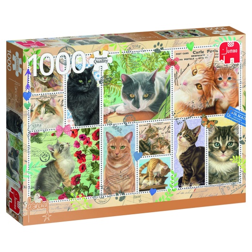 Jumbo - Cat stamps 1000 Palaa ryhmässä PALAPELIT / 1000 palaa @ Spelexperten (18813)