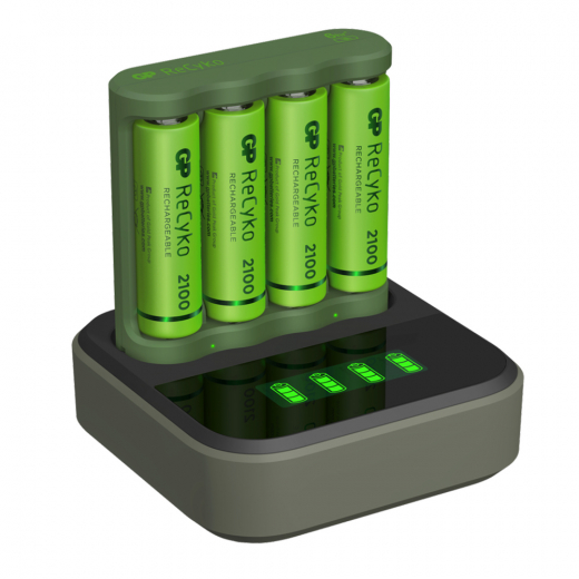 GP ReCyko battery charger + charging station incl. 4pcs AA 2100mAh ryhmässä LELUT / Akut & laturit @ Spelexperten (202238)