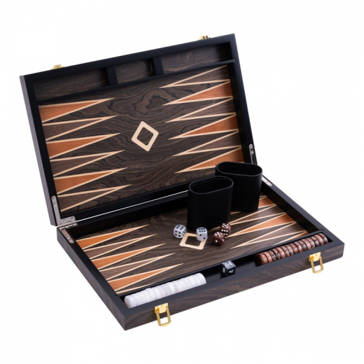 Longfield Backgammon Medium Brown Ebony ryhmässä SEURAPELIT / Backgammon @ Spelexperten (250544)