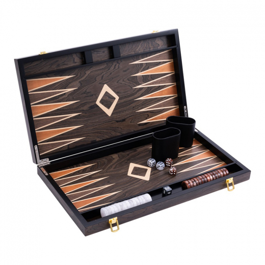 Longfield Backgammon Large Brown Ebony ryhmässä SEURAPELIT / Backgammon @ Spelexperten (250545)