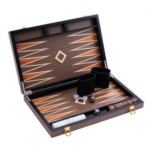 Longfield Backgammon Medium Walnut ryhmässä SEURAPELIT / Backgammon @ Spelexperten (250546)