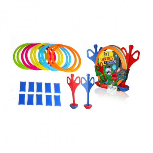 2 in 1 hyppyrenkaat / tikkapeli ryhmässä LELUT / Ulkoleikit @ Spelexperten (27-5224)