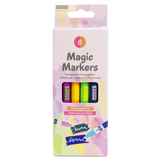 Sense - Magic Markers Fiber Pens 6-Pack ryhmässä LELUT / Luo & maalaa @ Spelexperten (27113)