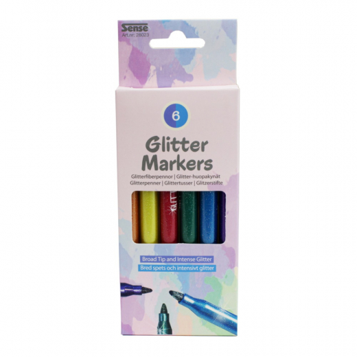 Sense - Glitter Fiber Pens 6-Pack ryhmässä LELUT / Luo & maalaa @ Spelexperten (28023)