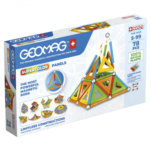 Geomag Supercolor -paneelit kierrätetyt 78Osaa ryhmässä LELUT / Rakennuspalikat / Geomag @ Spelexperten (51024003)