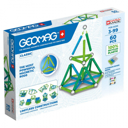 Geomag Classic Recycled 60 Osaa ryhmässä LELUT / Rakennuspalikat / Geomag @ Spelexperten (51024016)