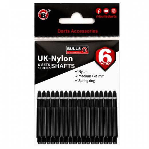 Bull's Shaft – Nylon, 6 settiä, medium, musta ryhmässä PÖYTÄPELIT / Darts / Tikka tarvikkeet @ Spelexperten (56201)
