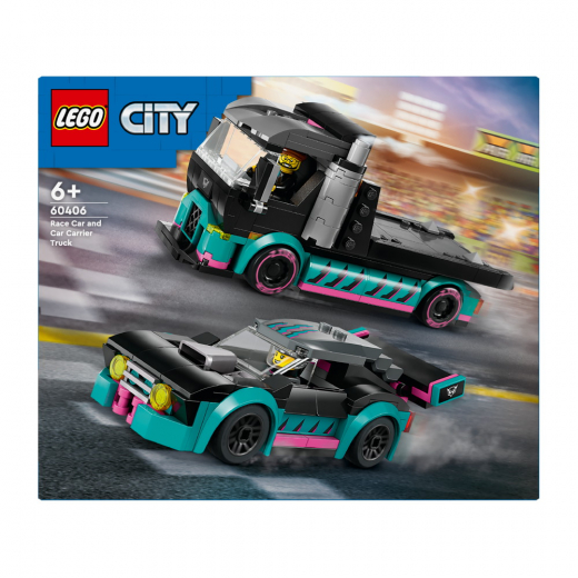 LEGO City - Kilpa-auto ja autonkuljetusauto ryhmässä LELUT / LEGO / LEGO City @ Spelexperten (60406)