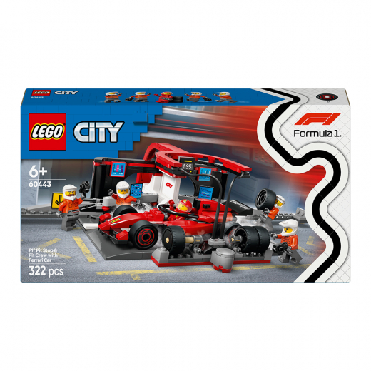 LEGO City - F1-varikkopysähdys & varikkomiehistö sekä Ferrari-auto ryhmässä LELUT / LEGO / LEGO City @ Spelexperten (60443)
