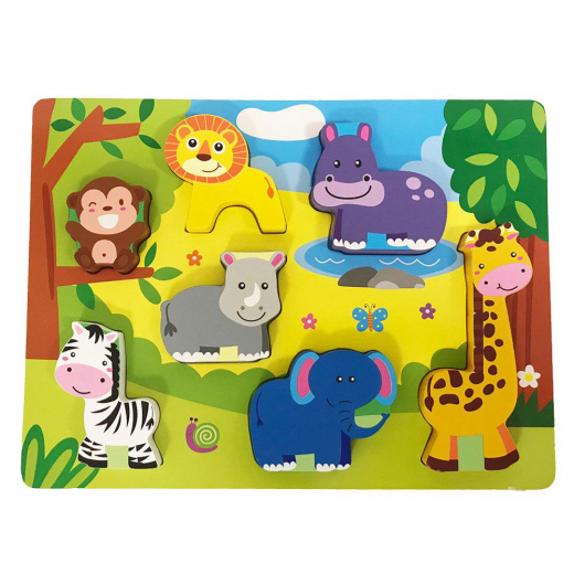 Shape puzzle Wood - Jungle animals ryhmässä PALAPELIT / Lasten palapelit @ Spelexperten (62090010-1)