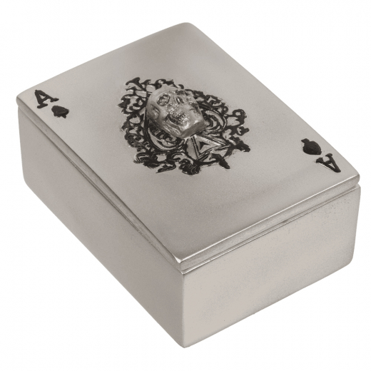 Storage box for playing cards - Skull - Silver ryhmässä SEURAPELIT / Pokeri & kasino / Tarvikkeet @ Spelexperten (765626S)