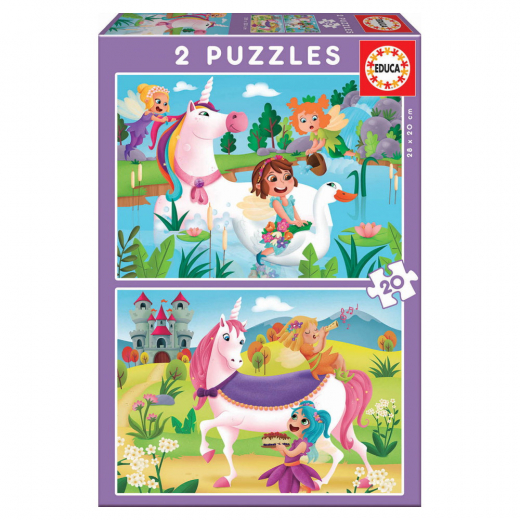 Educa: Unicorns and fairies 2x20 Palaa ryhmässä PALAPELIT / Lasten palapelit @ Spelexperten (80-18064)