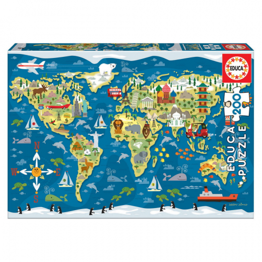 Educa: World Map 200 Palaa ryhmässä PALAPELIT / < 750 palaa @ Spelexperten (80-19292)