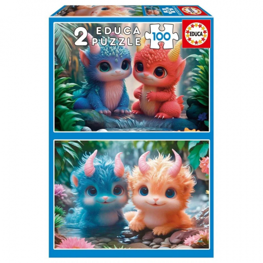 Educa: Cute monsters 2 x 100 Palaa ryhmässä PALAPELIT / < 750 palaa @ Spelexperten (80-20224)