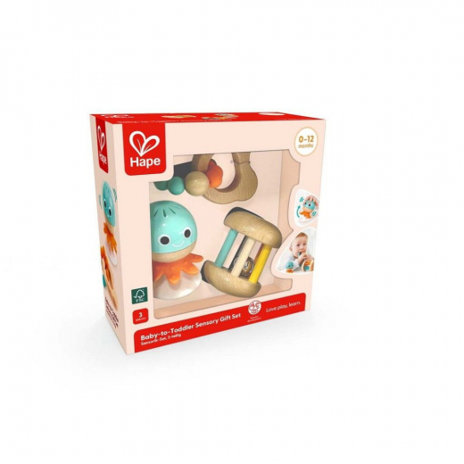 Hape Baby-to-Toddler Sensory Gift Set ryhmässä LELUT / Lasten & vauvojen @ Spelexperten (87-0106)
