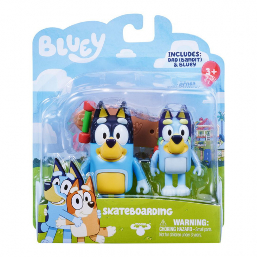 Bluey 2 pack figures, Skateboarding ryhmässä LELUT / Figuurit ja leikkisarjat / Bluey @ Spelexperten (90076-2)