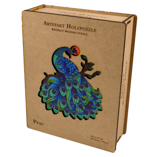 Artefakt Wooden Puzzle - Peacock 132 Palaa ryhmässä PALAPELIT / Puinen palapeli @ Spelexperten (9081)