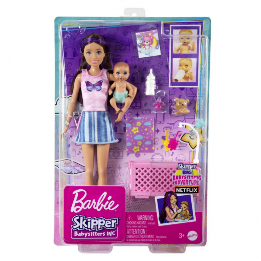 Barbie Skipper Sleepy Baby Playset ryhmässä LELUT / Barbie @ Spelexperten (960-2314)