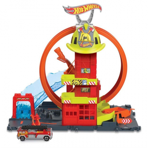 Hot Wheels Super Loop Fire Station ryhmässä  @ Spelexperten (965-0217)