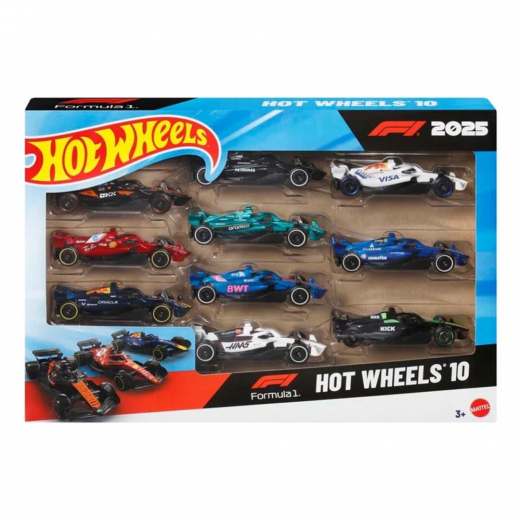 Hot Wheels F1 Racing 1:64 10-pack ryhmässä LELUT / Leluajoneuvot / Hot Wheels @ Spelexperten (965-2634)