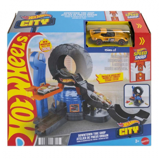 Hot Wheels City Downtown Tire Shop ryhmässä LELUT / Leluajoneuvot / Hot Wheels @ Spelexperten (965-2650)