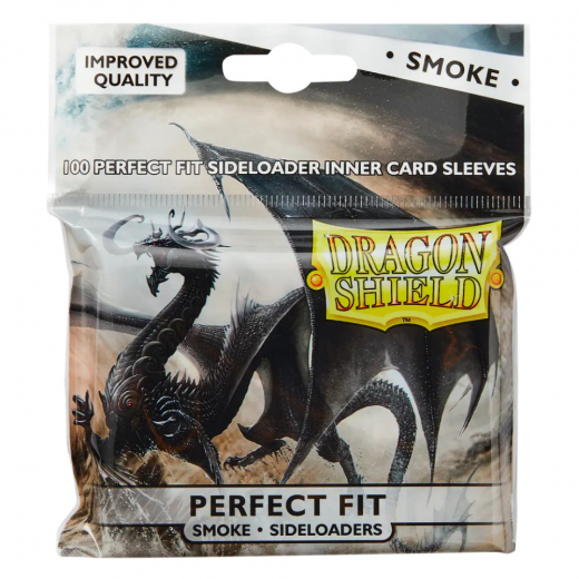 Sleeves Dragon Shield Perfect Fit Smoke  Sideloaders - 63 x 88 mm ryhmässä SEURAPELIT / Tarvikkeet / Sleeves @ Spelexperten (AT13123)