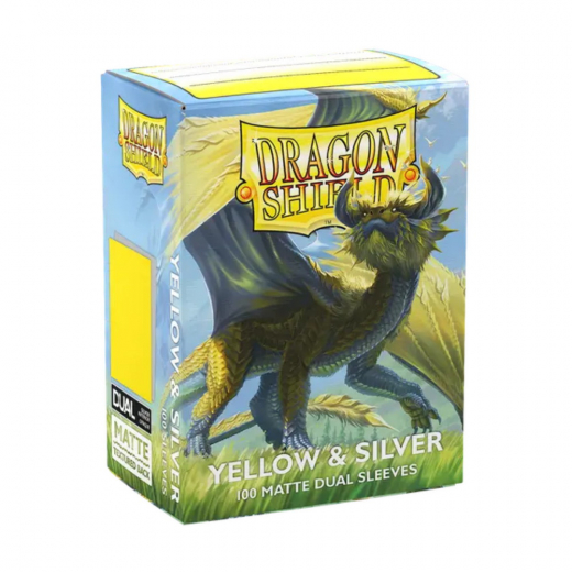 Sleeves Dragon Shield Matte Dual - 63 x 88 mm Yellow & Silver ryhmässä UUTUUDET @ Spelexperten (AT15071)