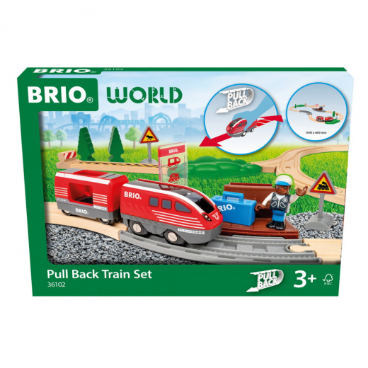 Brio Pull Back Train Set ryhmässä LELUT / BRIO puujunat / Junasarja @ Spelexperten (B-36102)