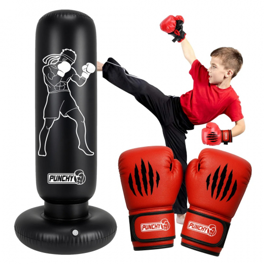 Ilmatäytteinen Nyrkkeilysäkki Lapsille 160 x 55 cm ryhmässä LELUT / Ulkoleikit @ Spelexperten (BOXING-BAG)