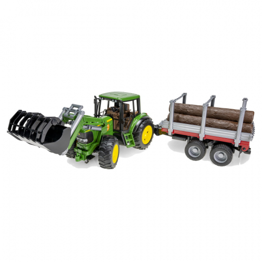 Bruder John Deere with front loader and trailer ryhmässä  @ Spelexperten (BR1142)